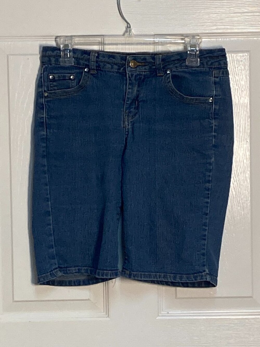 Diamante jean shorts denim blue no size indicated calling it size large women's
